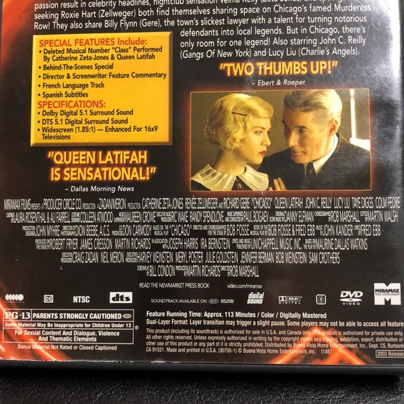 Chicago (DVD 2003 Widescreen) Renee Zellweger Catherine Zeta Jones Richard Gere - Picture 4 of 9